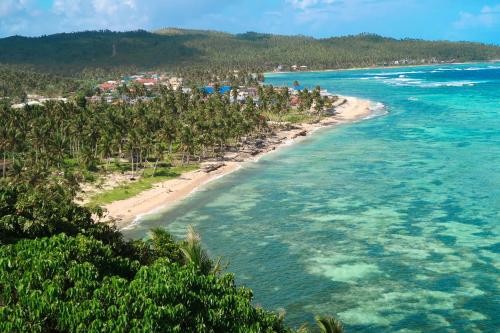 an aerial view of a beach with trees and the ocean at Siargao Million Dollar View in Burgos