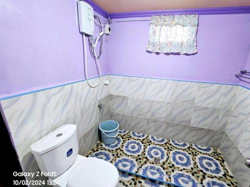 シキホールにあるEinel Homestay 1の小さなバスルーム(トイレ、シャワー付)