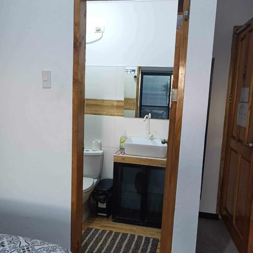a bathroom with a sink and a toilet at Stanley House Seaview Apartments in Panglao