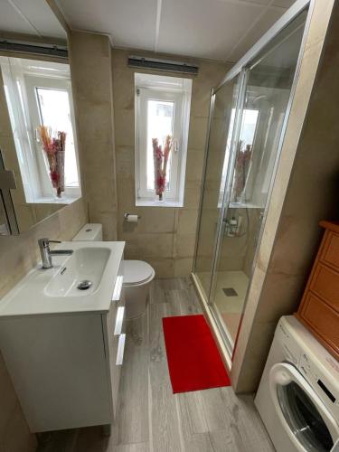 a bathroom with a sink and a shower at Igidelux 2 in Villajoyosa