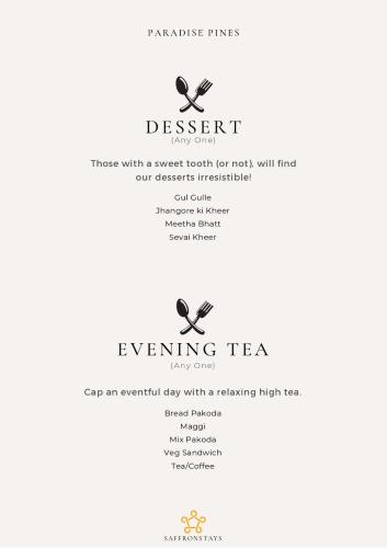 a flyer for a event with a sewing tea at SaffronStays Paradise Pines, Dehradun - cliff villa with valley & forest views in Dehradun