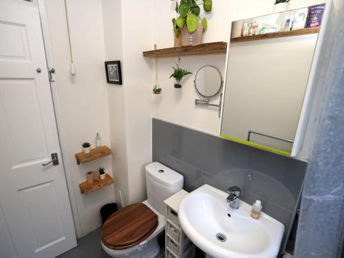 a bathroom with a toilet and a sink at Pass the Keys Charming 2 bed apartment in London