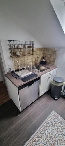 - une cuisine avec un évier et un comptoir dans l'établissement Studio 11, à Neuffen
