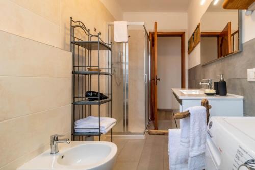 een badkamer met een wastafel en een douche bij SabiHome in Casciago