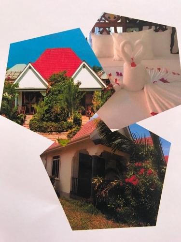 twee foto's van een huis met een trouwjurk erop bij Taj hotel partnership in Nungwi