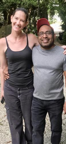 a woman and a man posing for a picture at Hokhmah Heart Hotel in Puerto Morelos