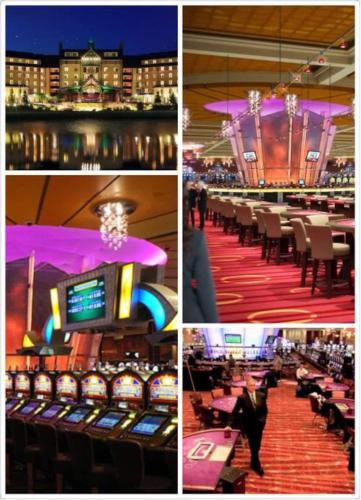 a collage of photos of casinos with gambling machines at Gorgeous House in Camelback Mountain near lifts! in Tannersville