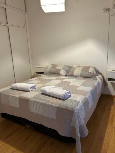 een bed in een kamer met twee kussens erop bij Duplex 2 Dormitorios Neuquén in Neuquén