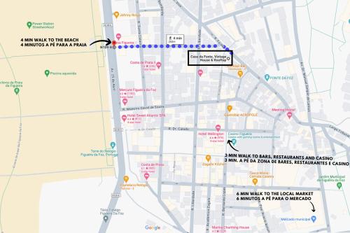 a map of the city of philadelphia with the approximate location at Casa da Fonte - Vintage House and Rooftop in Figueira da Foz