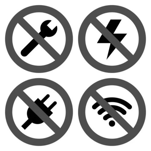 a set of prohibitory signs isolated on a white background at Robinson Haus Ivan No Electricity in Makarska