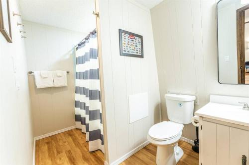 a bathroom with a white toilet and a sink at Tribesman Resort #2 on Table Rock Lake by Silver Dollar City in Branson