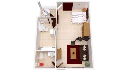 a rendering of a floor plan of a room at RUBIS-Villa le colibri in Dubédou