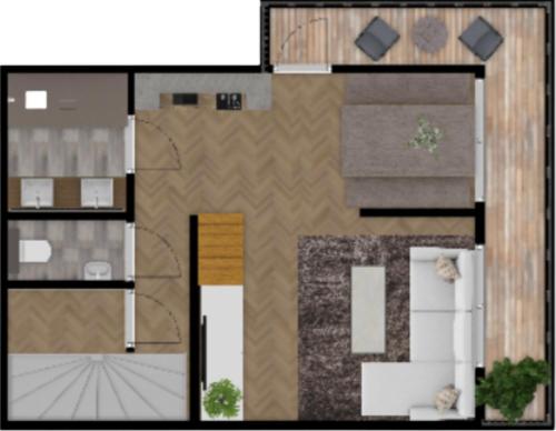 a floor plan of a small house with at Landhaus Osttirol in Iselsberg