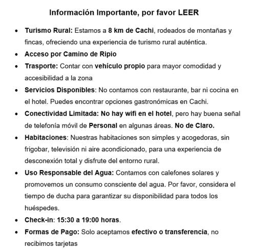 zrzut ekranu ekranu komórkowego z dokumentem w obiekcie Terra - Casa de Campo w mieście Cachí