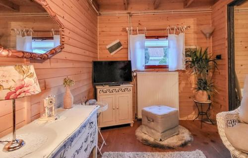 Habitación con cocina con fogones y espejo. en 1 Bedroom Gorgeous Home In Mllrose, en Müllrose