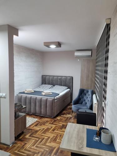 una camera con letto, divano e tavolo di Apartman Ristanovic a Banja Koviljača