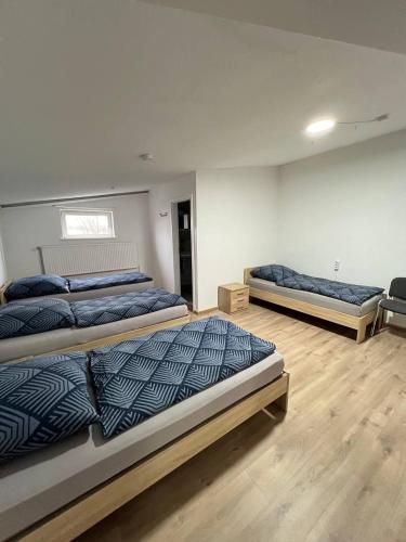 a bedroom with two beds in a room at Messe und Monteurzimmer Sehnde in Sehnde