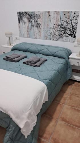 a bed with two pillows on it in a room at Apartamento Las Palomas in Bonares
