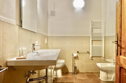 a bathroom with a sink and a toilet at Casa alla Vecchia Posta di Bagno Vignoni in Bagno Vignoni