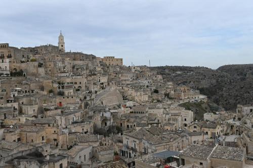 an aerial view of a city with buildings at Profumi di Primavera Luxury Rooms & Suite in Matera