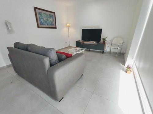 - un salon avec un canapé et une télévision dans l'établissement Alma de Acacia Lodge, à San Rafael