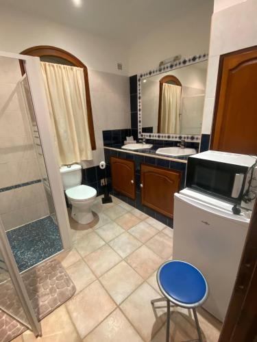une salle de bain avec toilettes, douche et lavabo dans l'établissement B&B Sita chambres d'hotes, à Saint-Cyr-sur-Mer