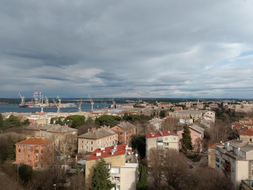 a view of a city with buildings and a harbor at Rise and shine! in Pula