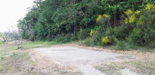 a dirt road in the middle of a field at Agricampeggio Borgo Agna in San Giustino Valdarno