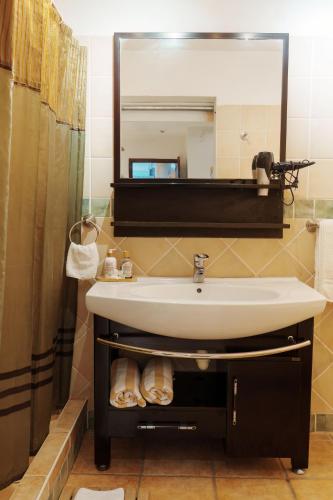 a bathroom with a sink and a mirror at Villa Kapresse du 978 - Guest house in Marigot