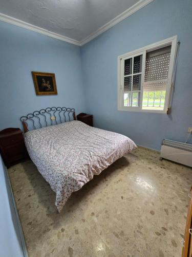 1 dormitorio con cama y ventana en CHALET VILLA MARÍA ANTONIA, en Cantillana