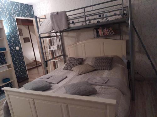 1 dormitorio con litera y 2 almohadas en Au plaisir de Briarres, 