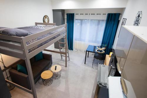 Dormitorio pequeño con litera en una habitación en Le Lionceau, Proche ville, Fibre&Netflix, Parking en Montbéliard