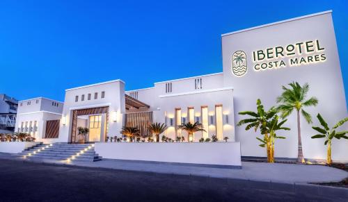 a building with a sign for the hotel costa marias at IBEROTEL Costa Mares in Marsa Alam City
