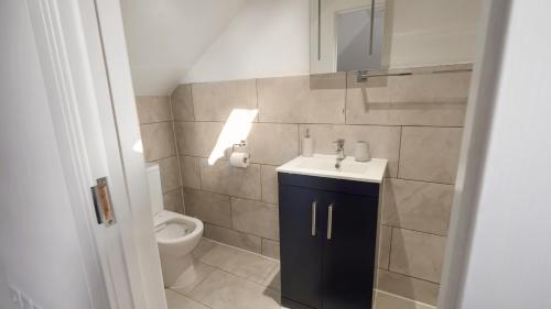 a bathroom with a sink and a toilet at Place to stay in Longbridge in Barking