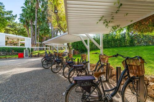 a row of bikes parked under a building at Rixos Downtown Antalya - The Land Of Legends Access in Antalya