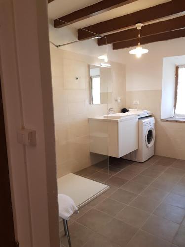 a kitchen with a washing machine and a sink at Agriturismo Cavazzone in Regnano