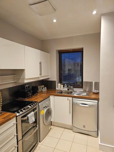 a kitchen with a sink and a dishwasher at Cozy 2 Bedroom Apartment in Kilkenny