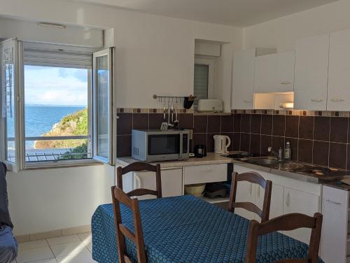Cuina o zona de cuina de Appart vue mer-au pied du chemin de randonnée " Bassan"