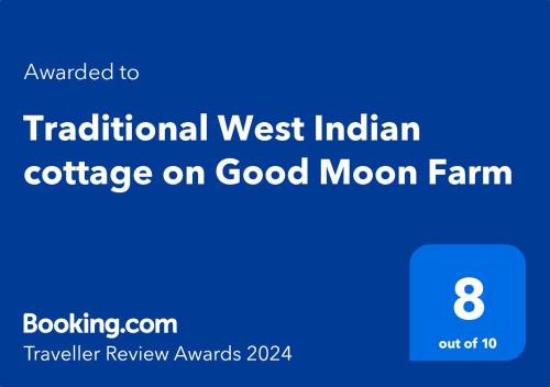 Great MountainにあるTraditional West Indian cottage on Good Moon Farmの青の背景
