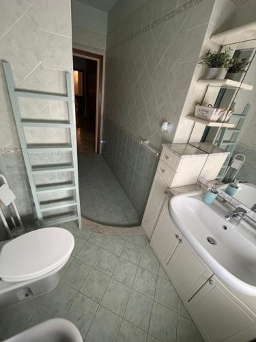 a bathroom with a sink and a toilet and a shower at Vintage House in Pisa