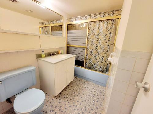a small bathroom with a toilet and a sink at Modern, Spacious, Large Br, Fully Furnished in Elkins Park