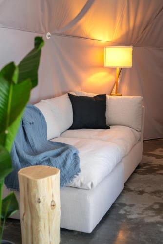Cama o camas de una habitación en Nørdika Charlevoix