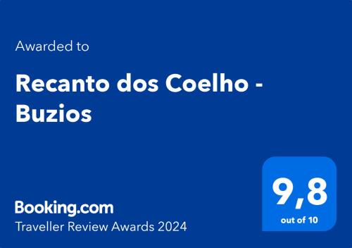 Ein blaues Rechteck mit dem Text reagiert auf Cebilia-Blasen in der Unterkunft Recanto dos Coelho - Buzios in Búzios