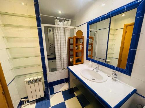 a bathroom with a sink and a mirror at Acogedor apartamento en San Braulio in Zaragoza