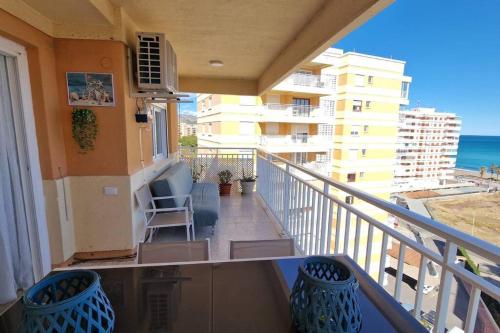a balcony of a condo with a view of the ocean at Stunning sea vistas by the beach in Benicàssim