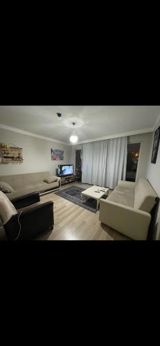 a living room with two couches and a tv at Tuzla evora in Istanbul