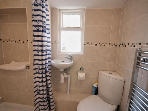 y baño con aseo y lavamanos. en 2 Bed in Aberdovey DY004, en Aberdyfi