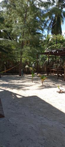 a park with a tree and a picnic shelter at El Regalo El Cuyo in El Cuyo