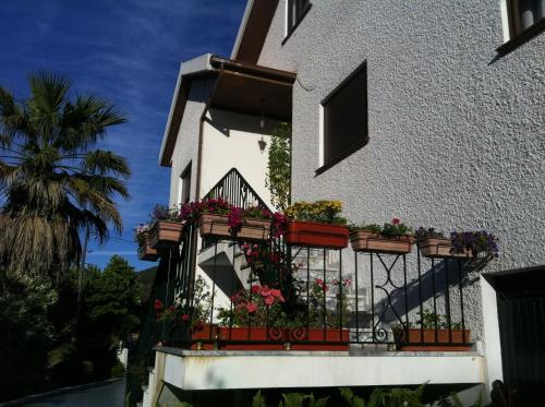 a house with flower boxes on a balcony at Casa Dos Cabecinhos in Paradamonte