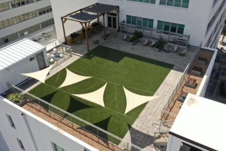 an aerial view of a courtyard on a building at The Best of Downtown Living in Baton Rouge
